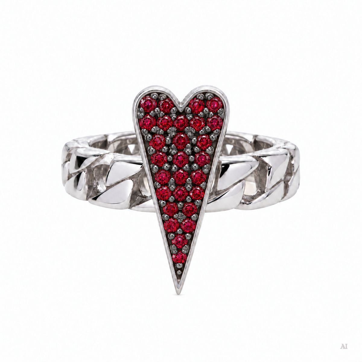Anello Shining Heart fedina in Argento e pietre preziose