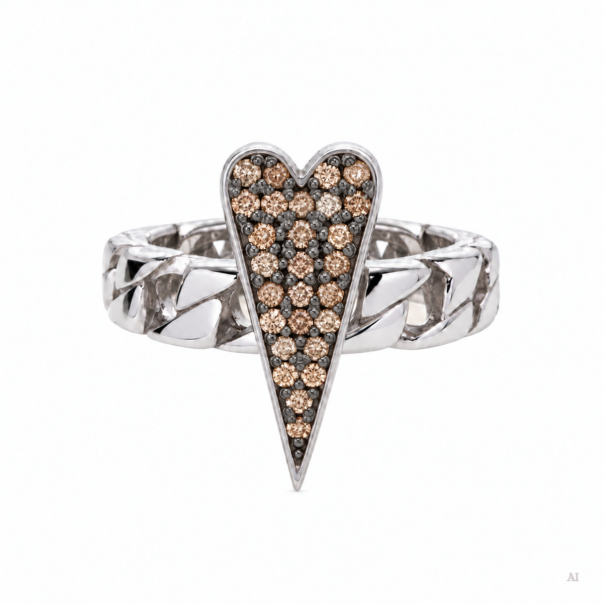 Anello Shining Heart fedina in Argento e pietre preziose