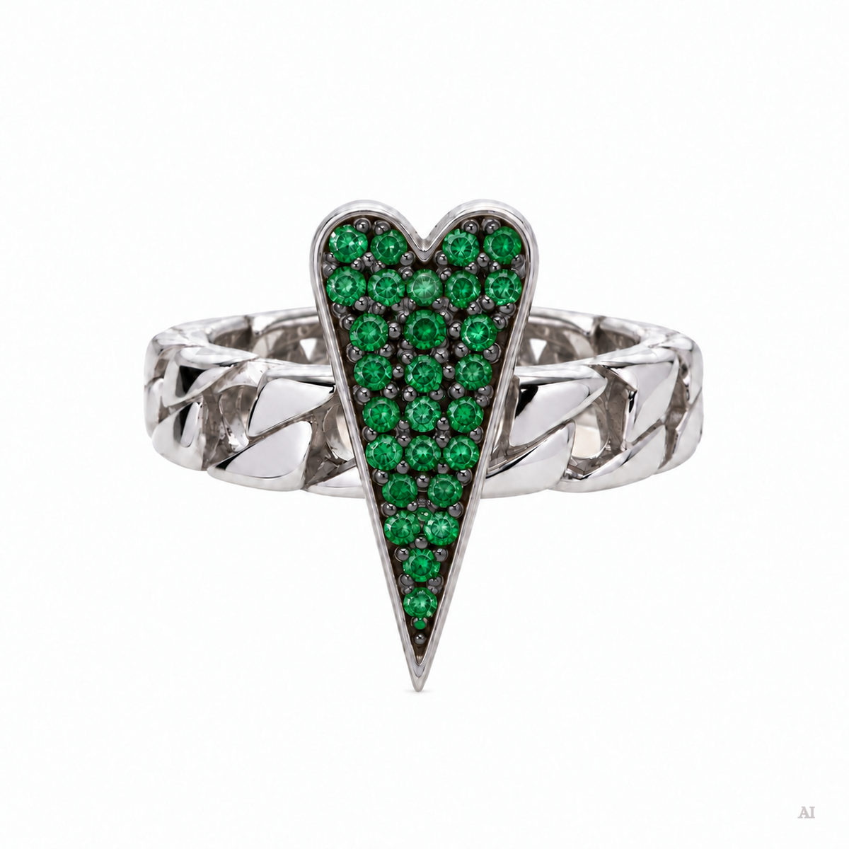 Anello Shining Heart fedina in Argento e pietre preziose