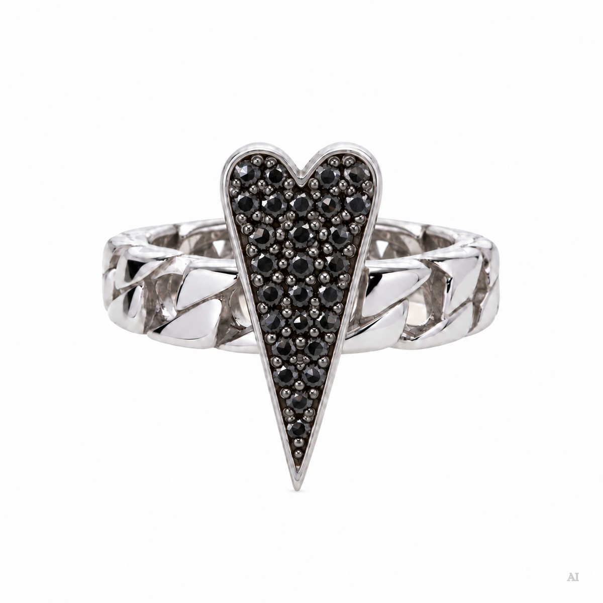 Anello Shining Heart fedina in Argento e pietre preziose