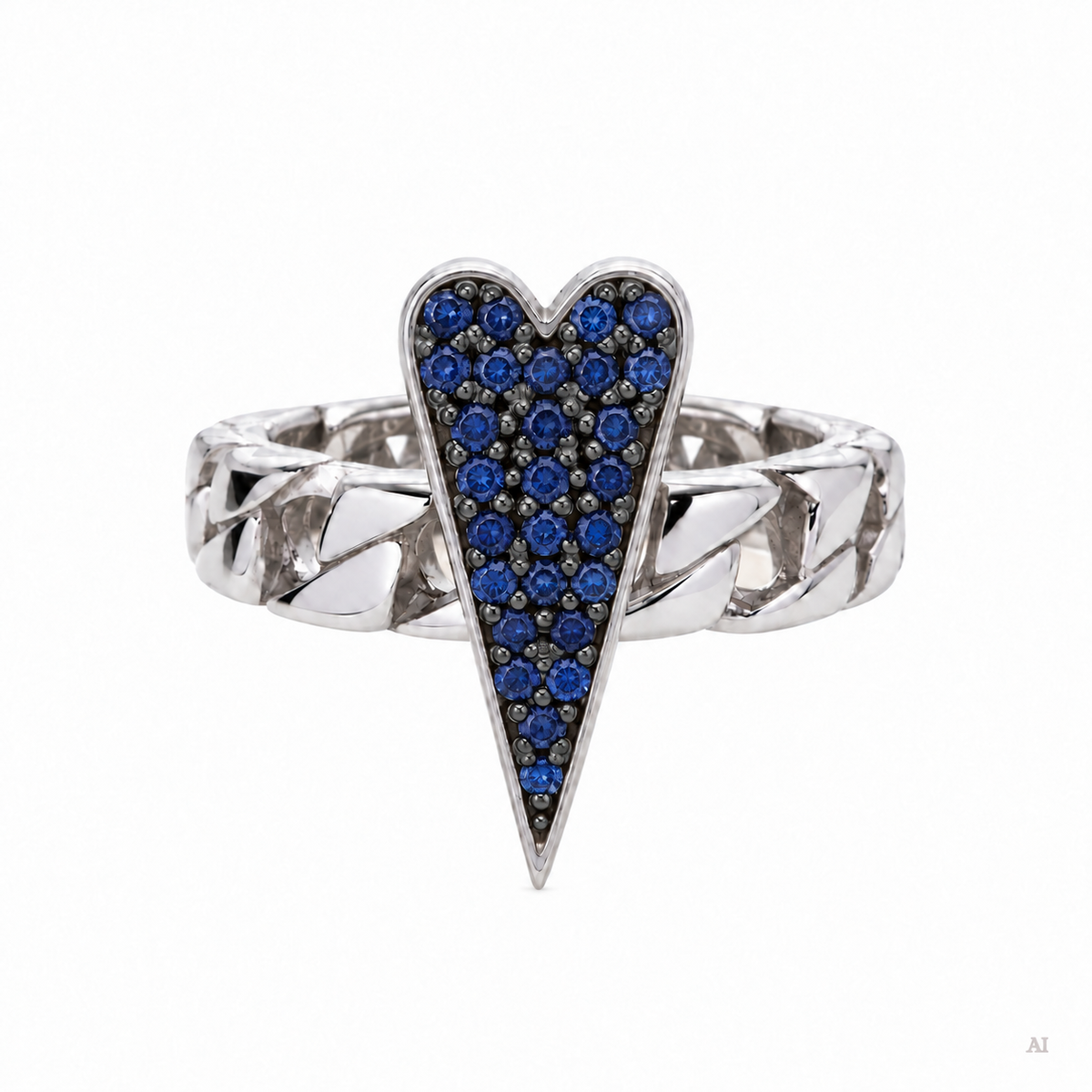 Anello Shining Heart fedina in Argento e pietre preziose