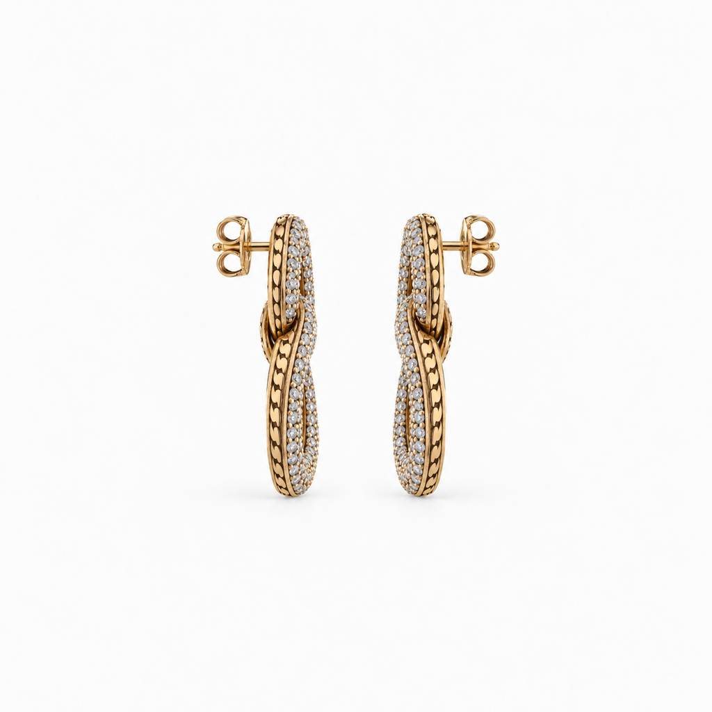 Glitter diamond and gold earrings