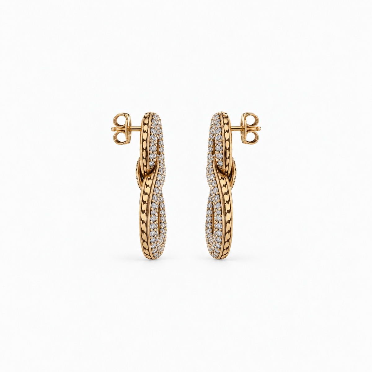 Glitter diamond and gold earrings