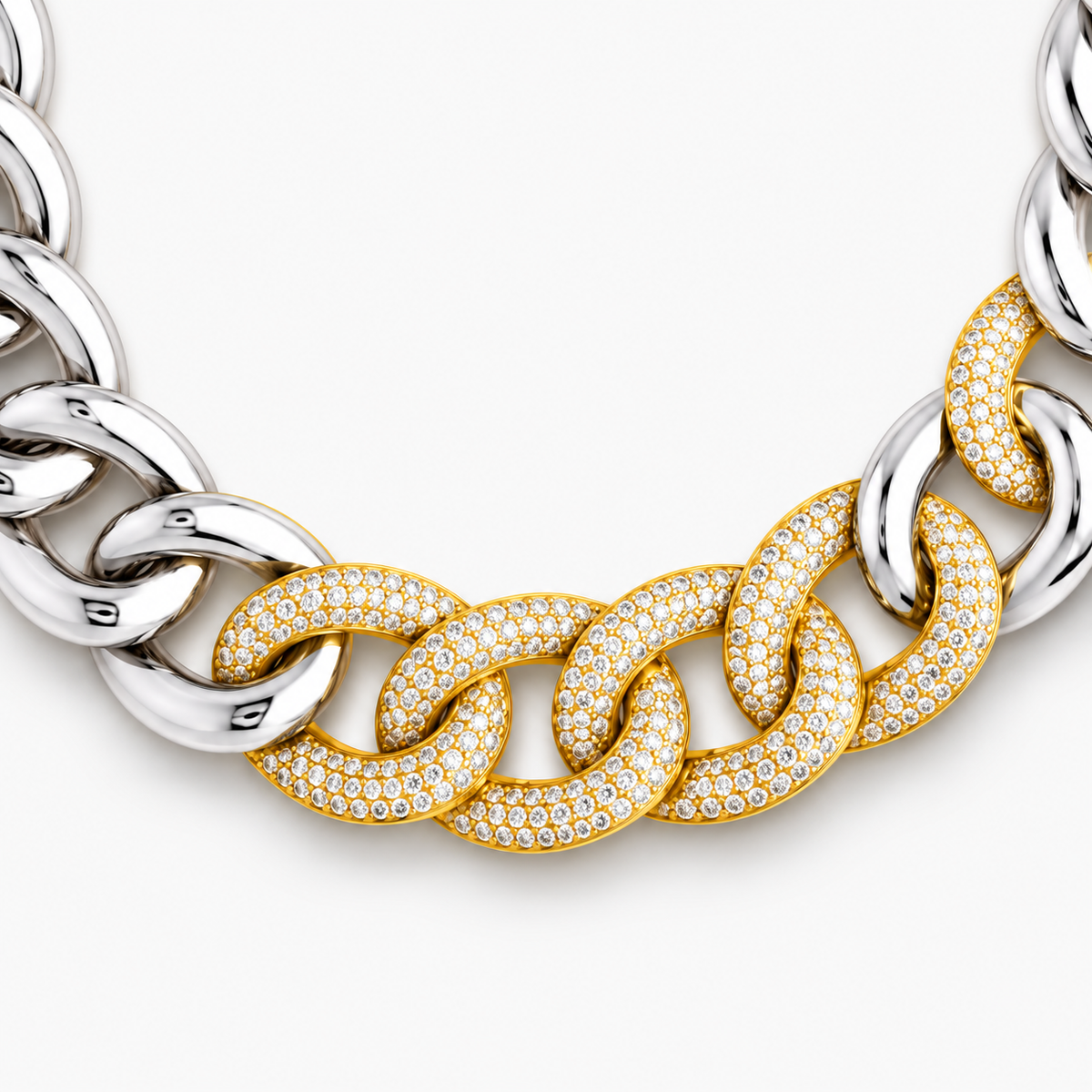 Collana Glitter in argento, oro e diamanti