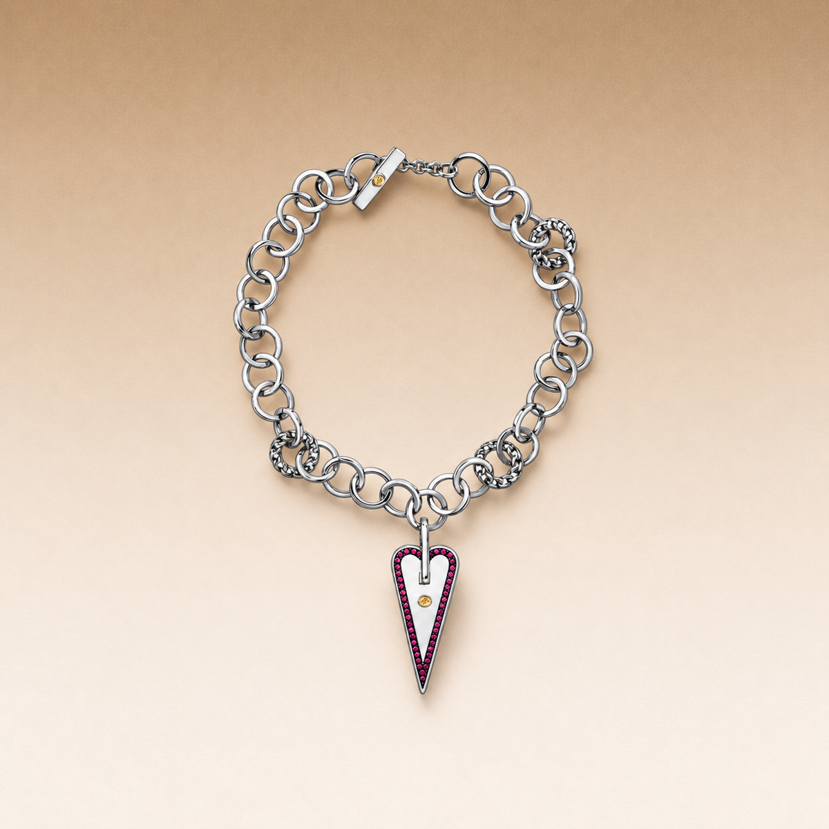 Mystic Heart Necklace Big Heart in Silver and Natural Stones