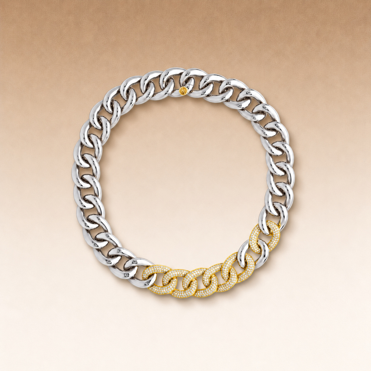 Glitter necklace in silver, gold and diamonds