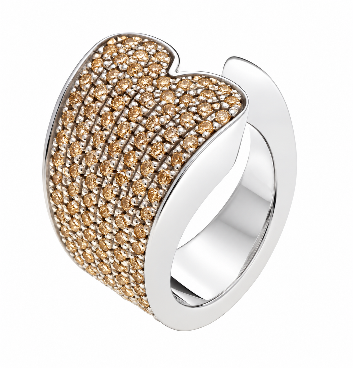 Shining Heart Twisted Ring in Silver and Diamonds