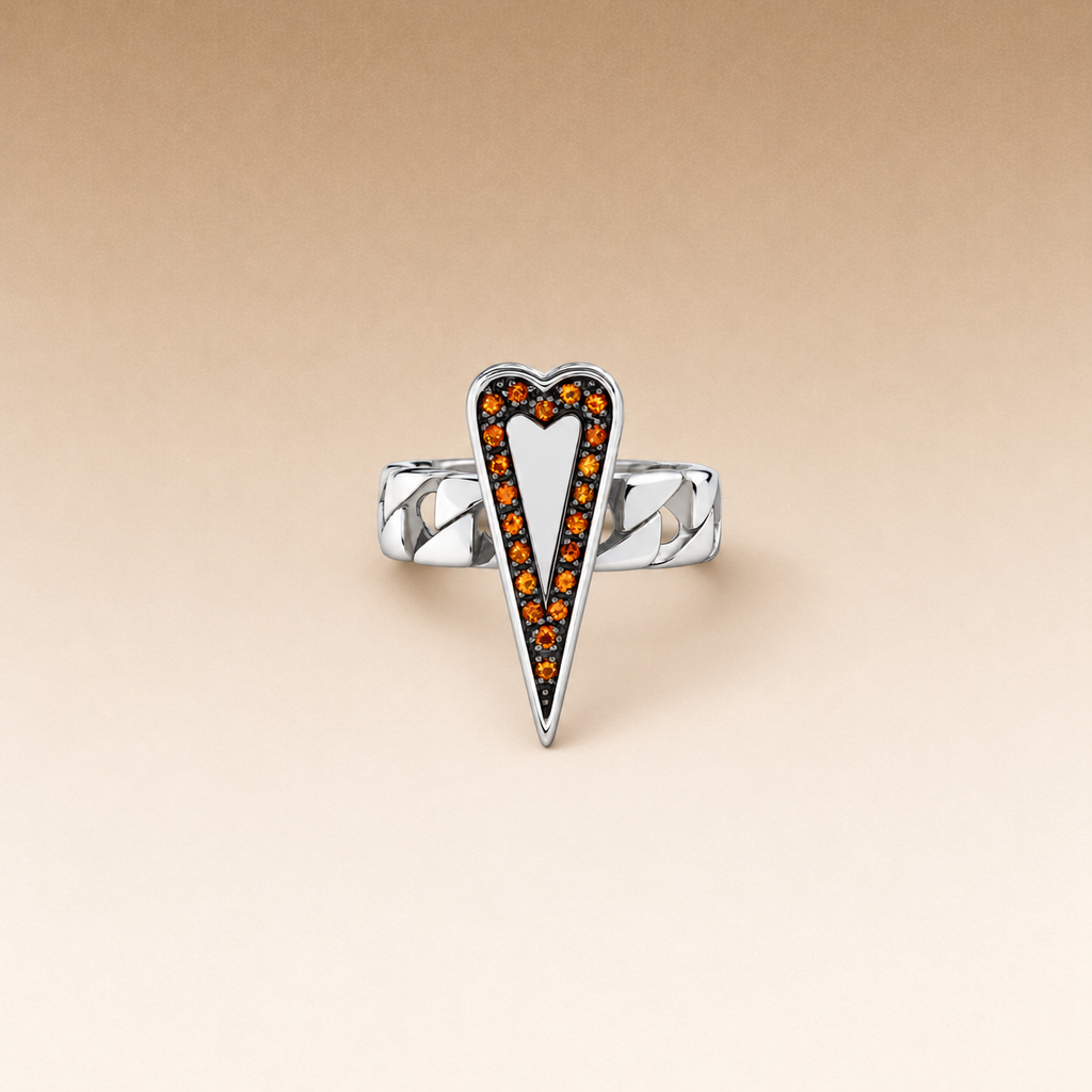 Small Mystic Heart Ring in Silver and Natural Stone