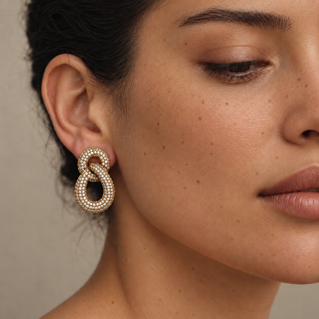 Glitter diamond and gold earrings