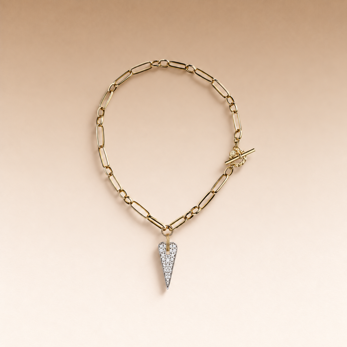Shining Heart Necklace in Gold, Silver and Diamonds