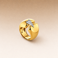 Shining Heart Ring in Gold, Silver and Diamonds