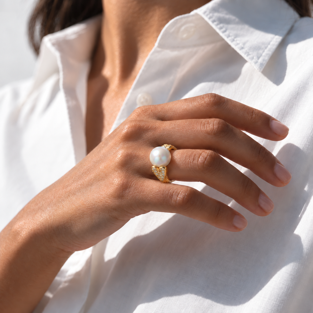 Anello Forever Now perla e diamanti