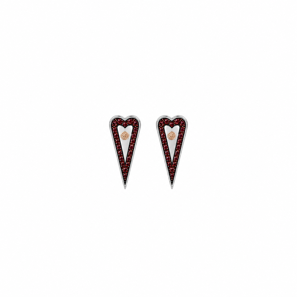 Mystic Heart Earring in Silver and Natural Stones