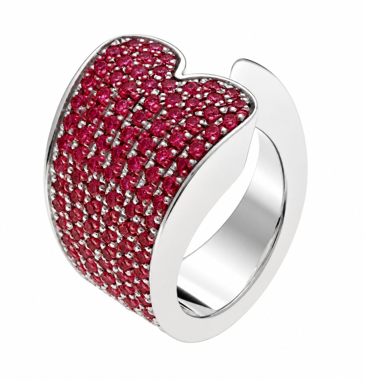 Shining Heart Twisted Ring in Silver and Diamonds