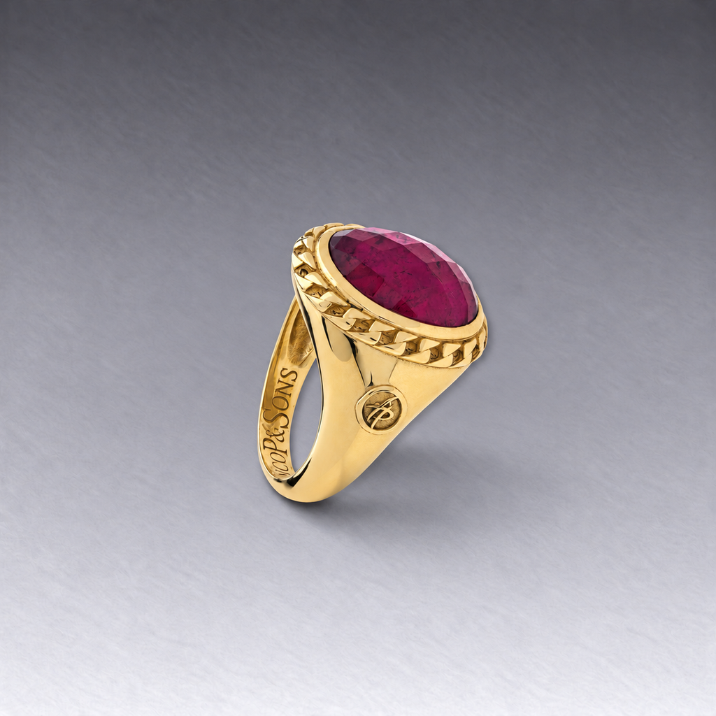 Small Sincerity Ring in Gold and Rubellite