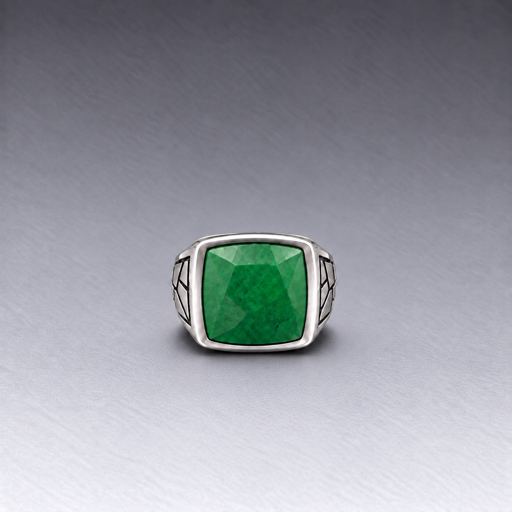 Anillo Carisma Grabado en Plata y Piedra Natural