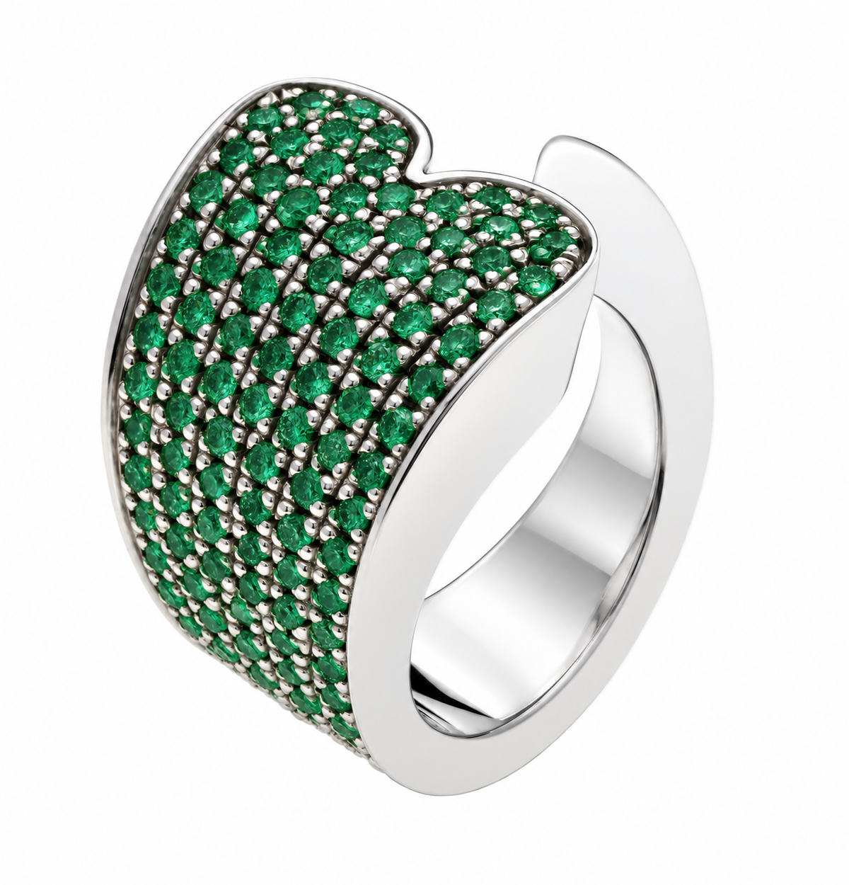 Shining Heart Twisted Ring in Silver and Diamonds