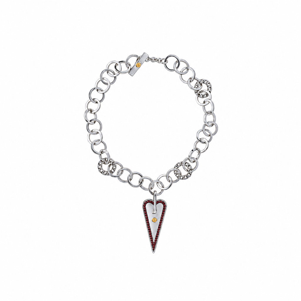 Mystic Heart Necklace Big Heart in Silver and Natural Stones