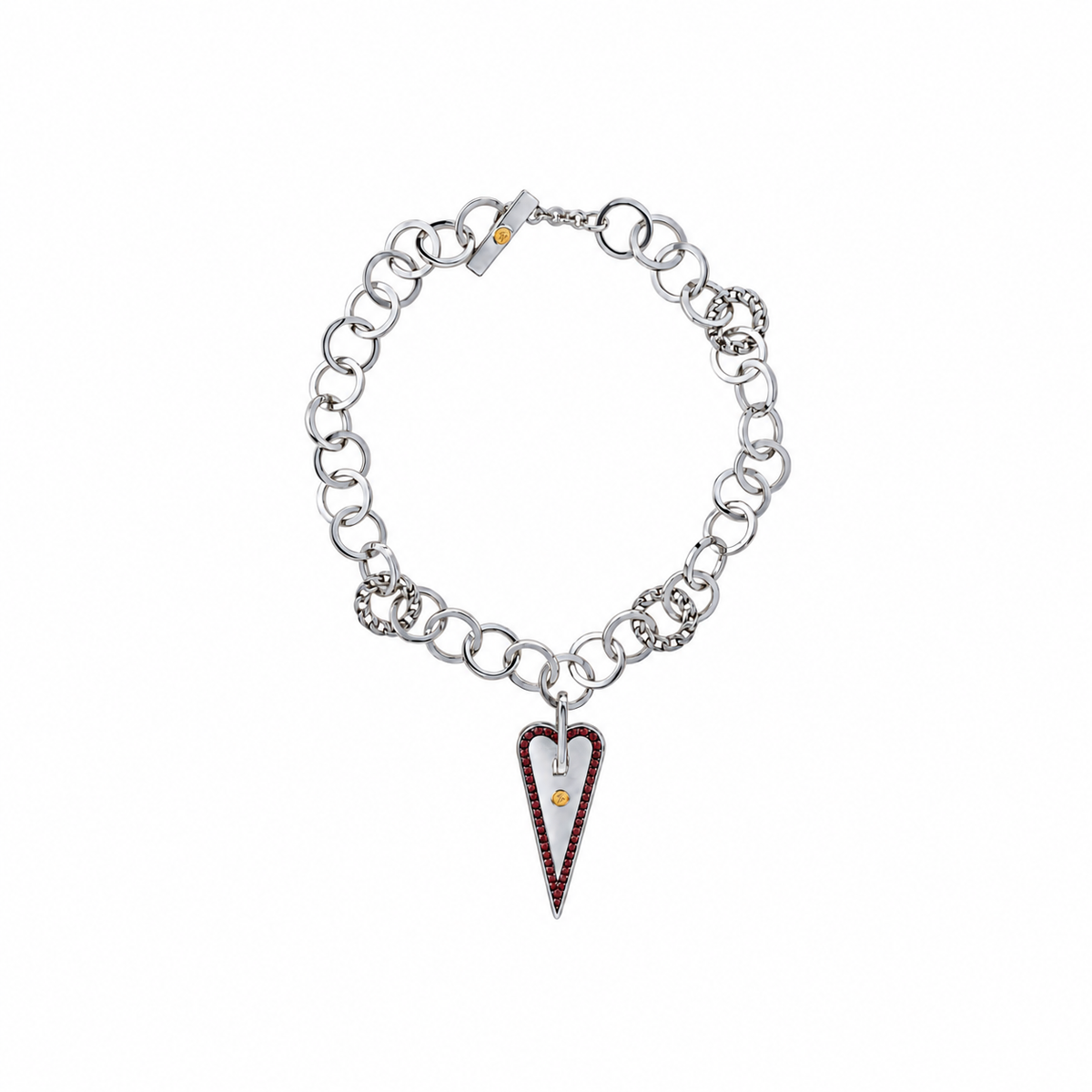 Mystic Heart Necklace Big Heart in Silver and Natural Stones