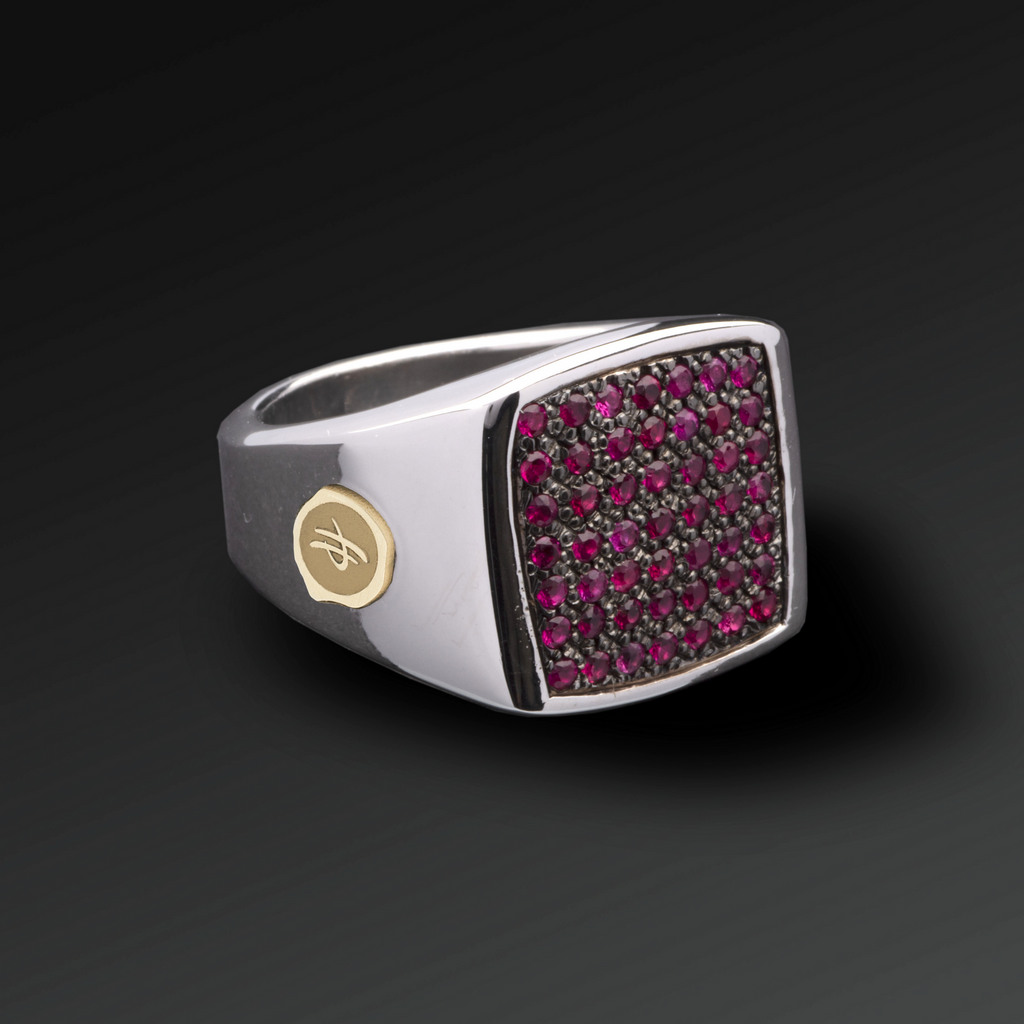 Respect Pavè Maxi Ring in Silver and Black Diamonds