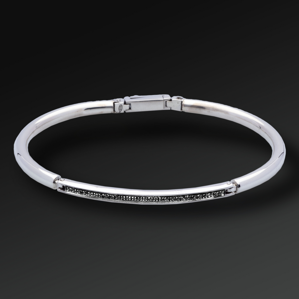 Semi-rigid Respect bracelet in Silver and Rubies