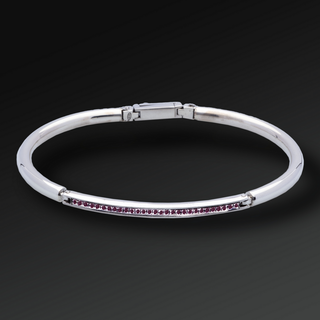Bracciale Respect semi-rigido in Argento e Rubini