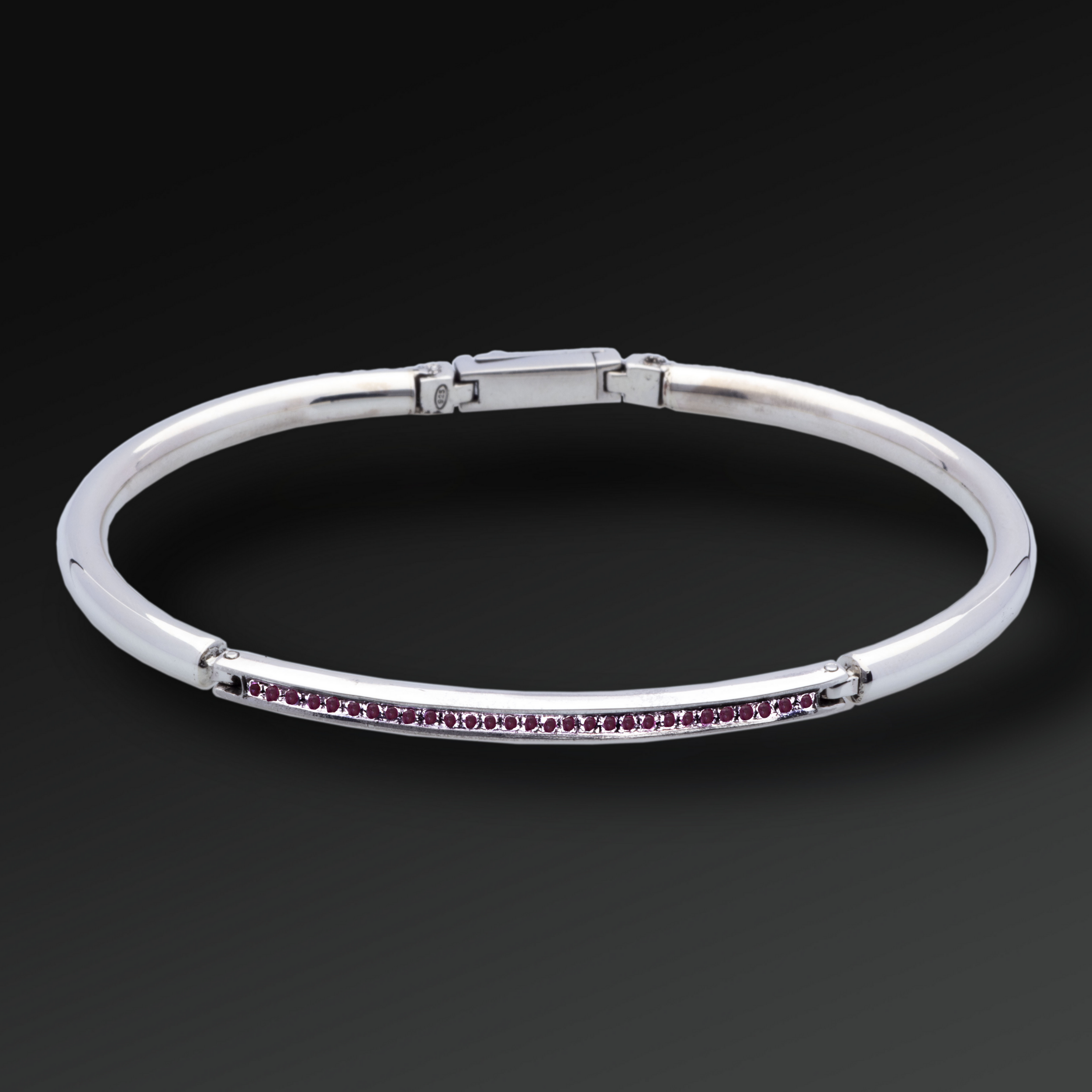 Bracciale Respect semi-rigido in Argento e Rubini