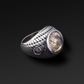 Sincerity Burnished Round Ring in Silver and Natural Stone