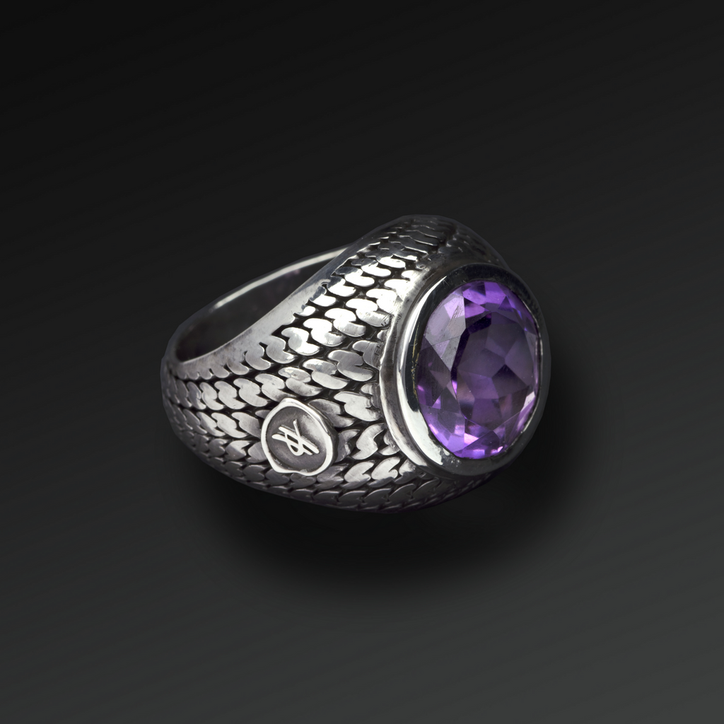 Sincerity Burnished Round Ring in Silver and Natural Stone