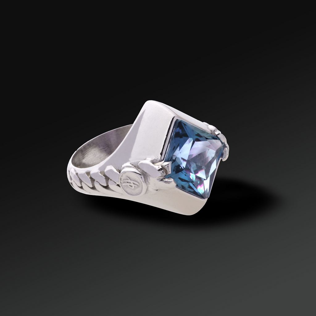 Sincerity Rhombus Ring in Silver and Natural Stone