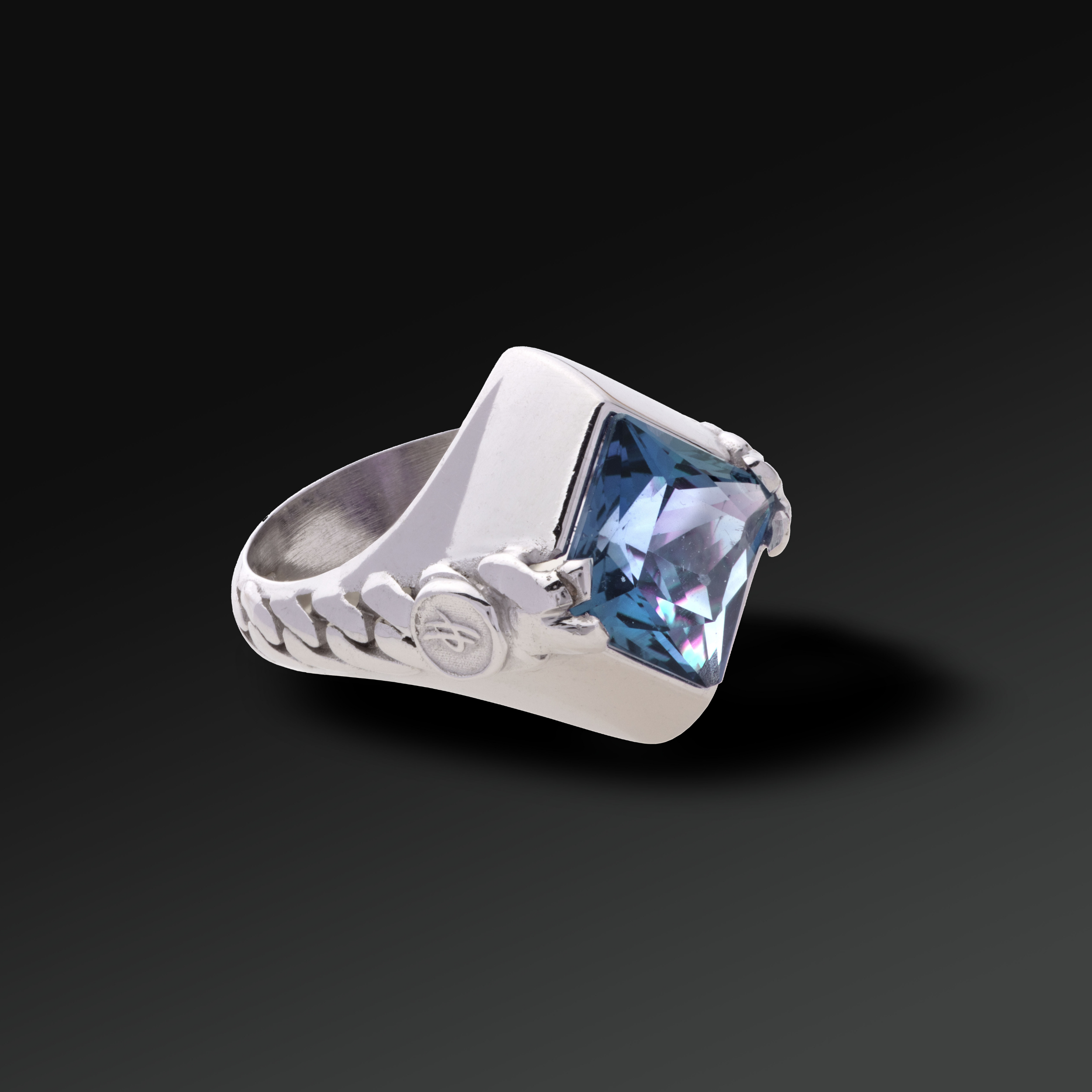 Sincerity Rhombus Ring in Silver and Natural Stone