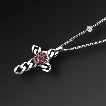 Collana Strength Croce in Argento e Zaffiri