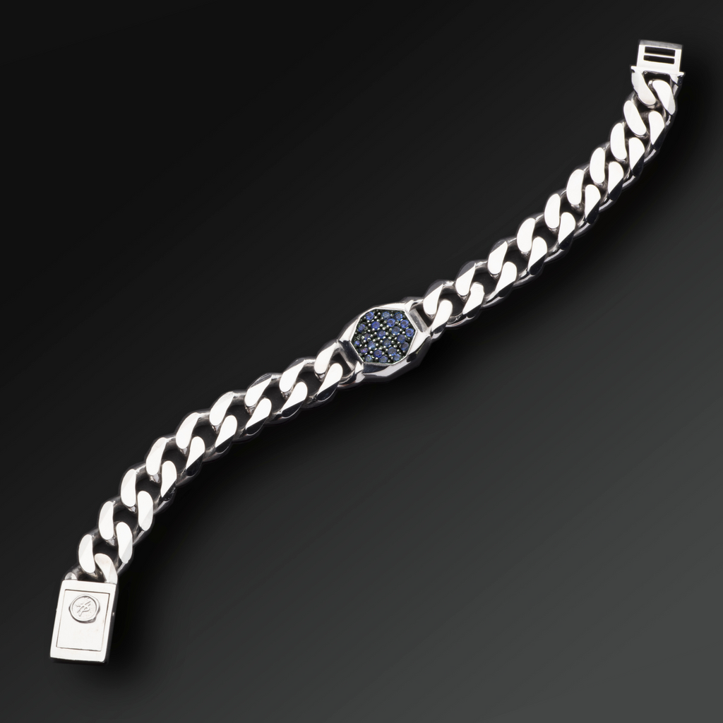 Bracciale Strength Pavè in Argento e Zaffiri