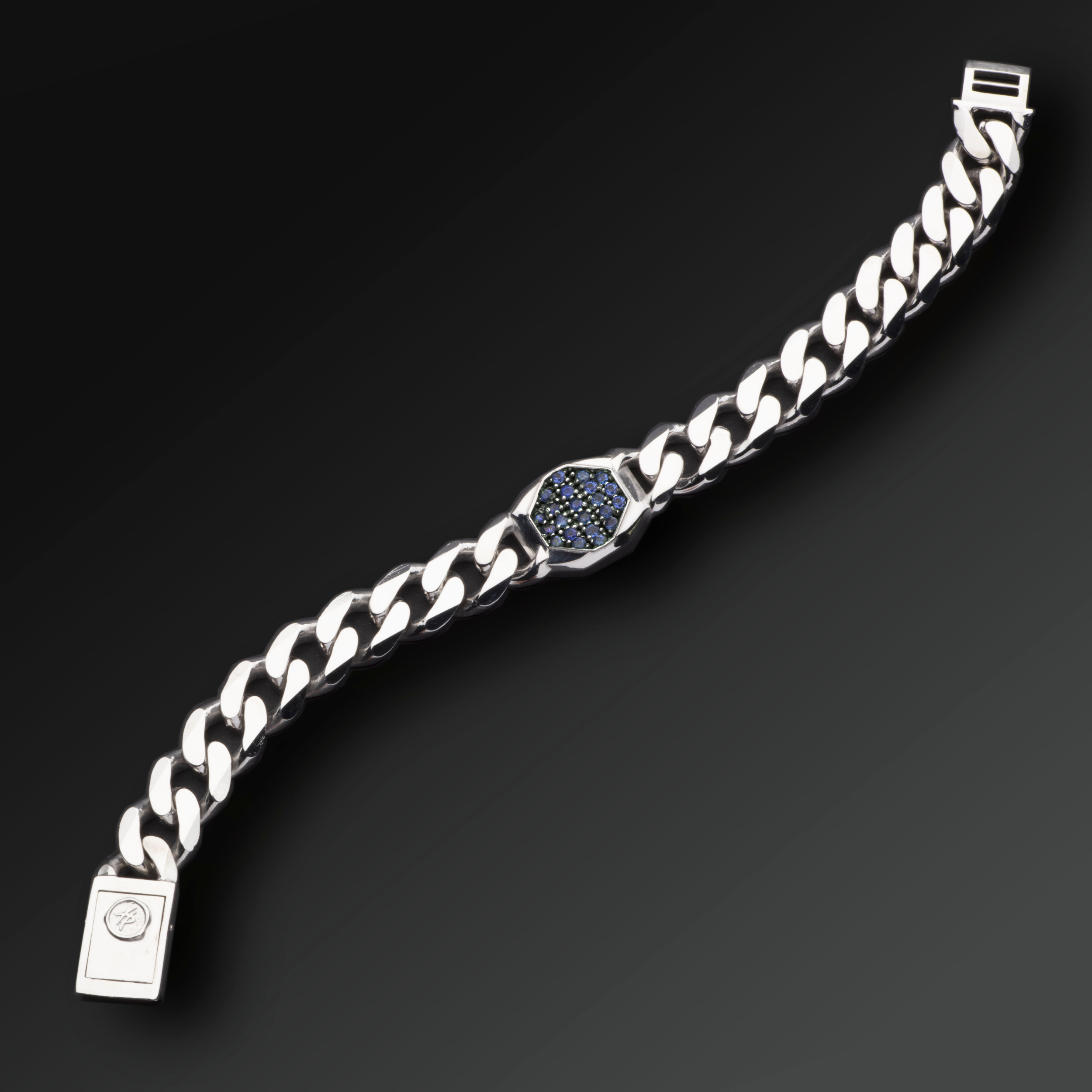 Bracciale Strength Pavè in Argento e Zaffiri