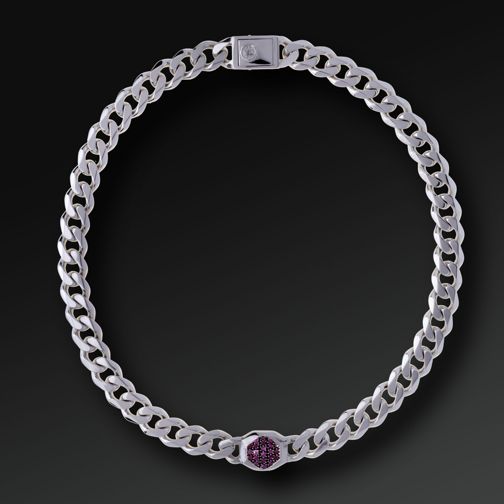 Collana Strength Pavè in Argento e Zaffiri