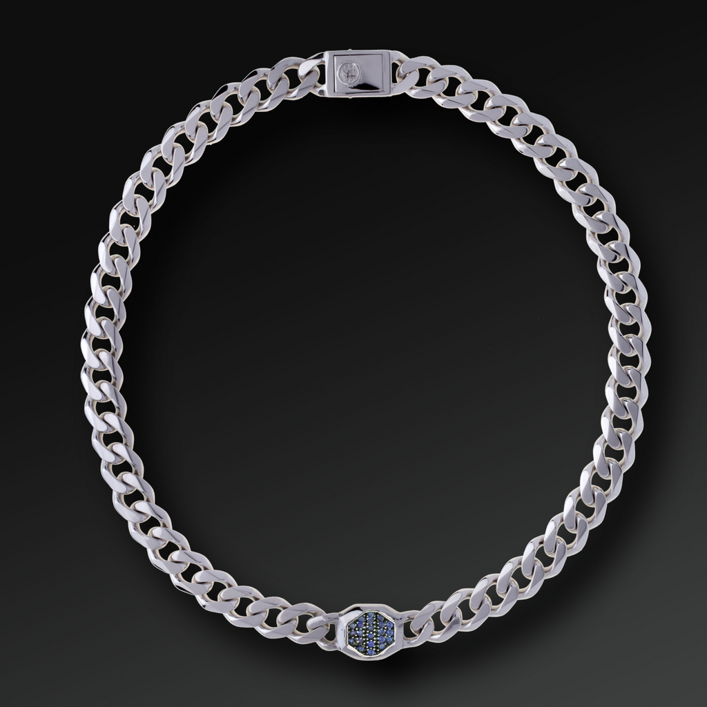 Strength Pavè Necklace in Silver and Sapphires