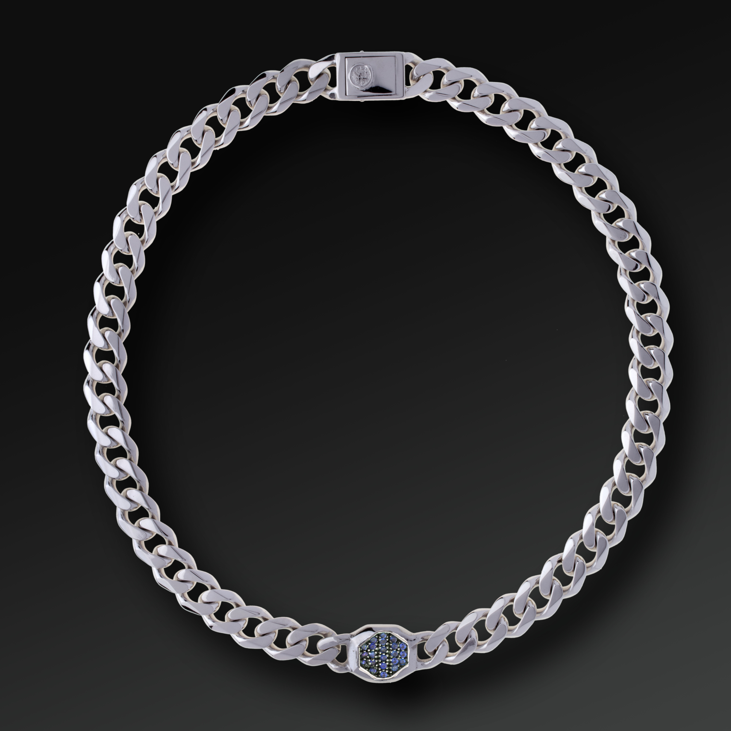 Strength Pavè Necklace in Silver and Sapphires