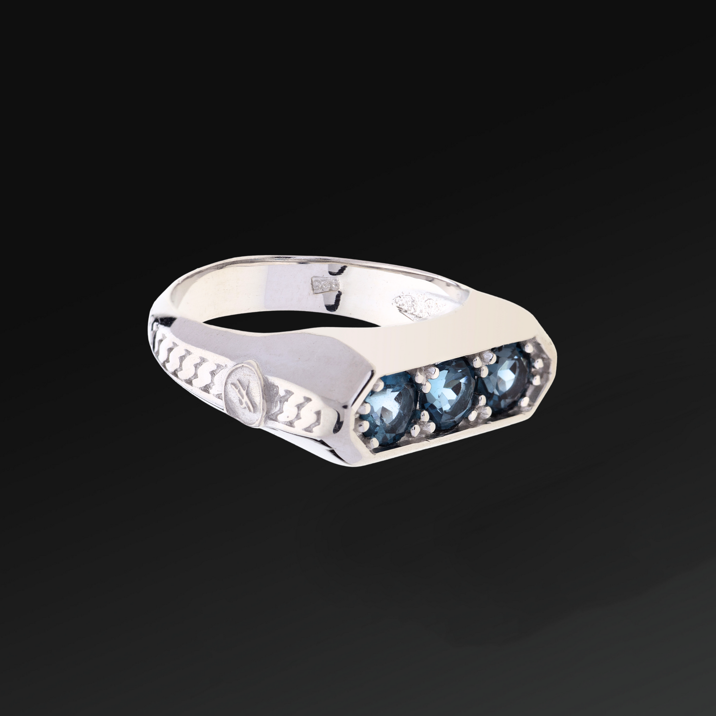 Respect trilogy ring in Silver and Rubies