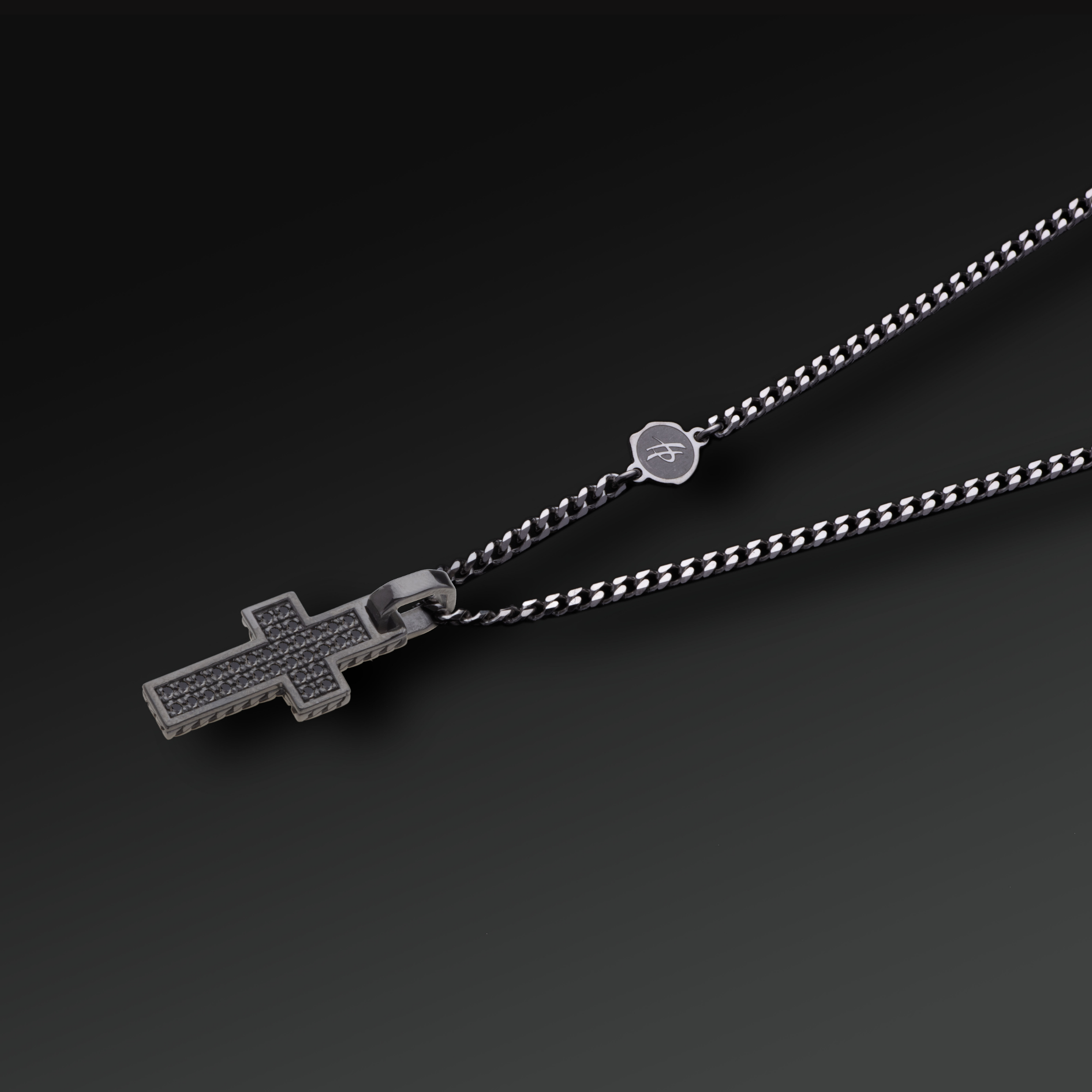 Collana Eternity Croce Piccola in Argento e Rubini