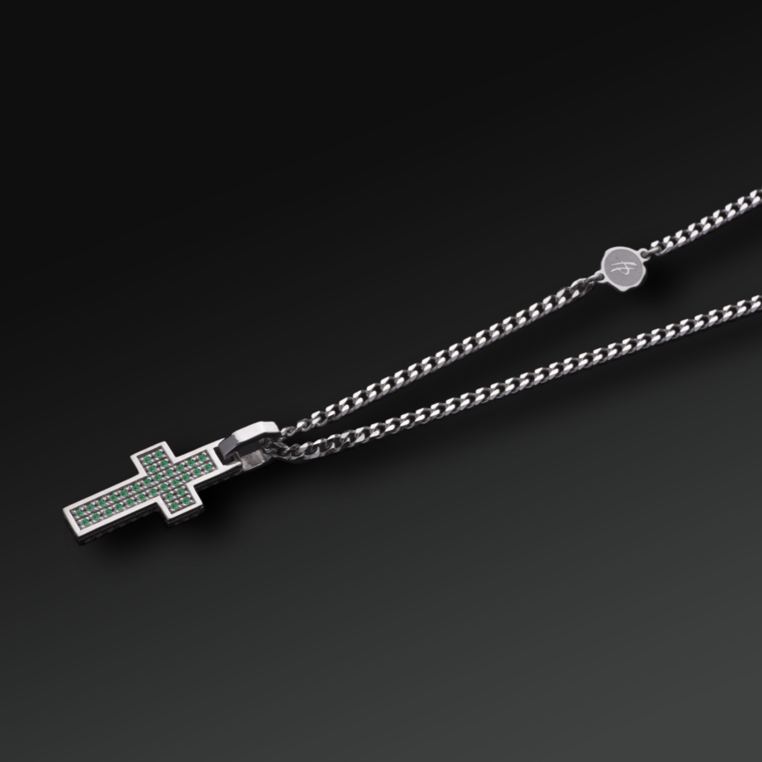 Collana Eternity Croce Piccola in Argento e Smeraldi