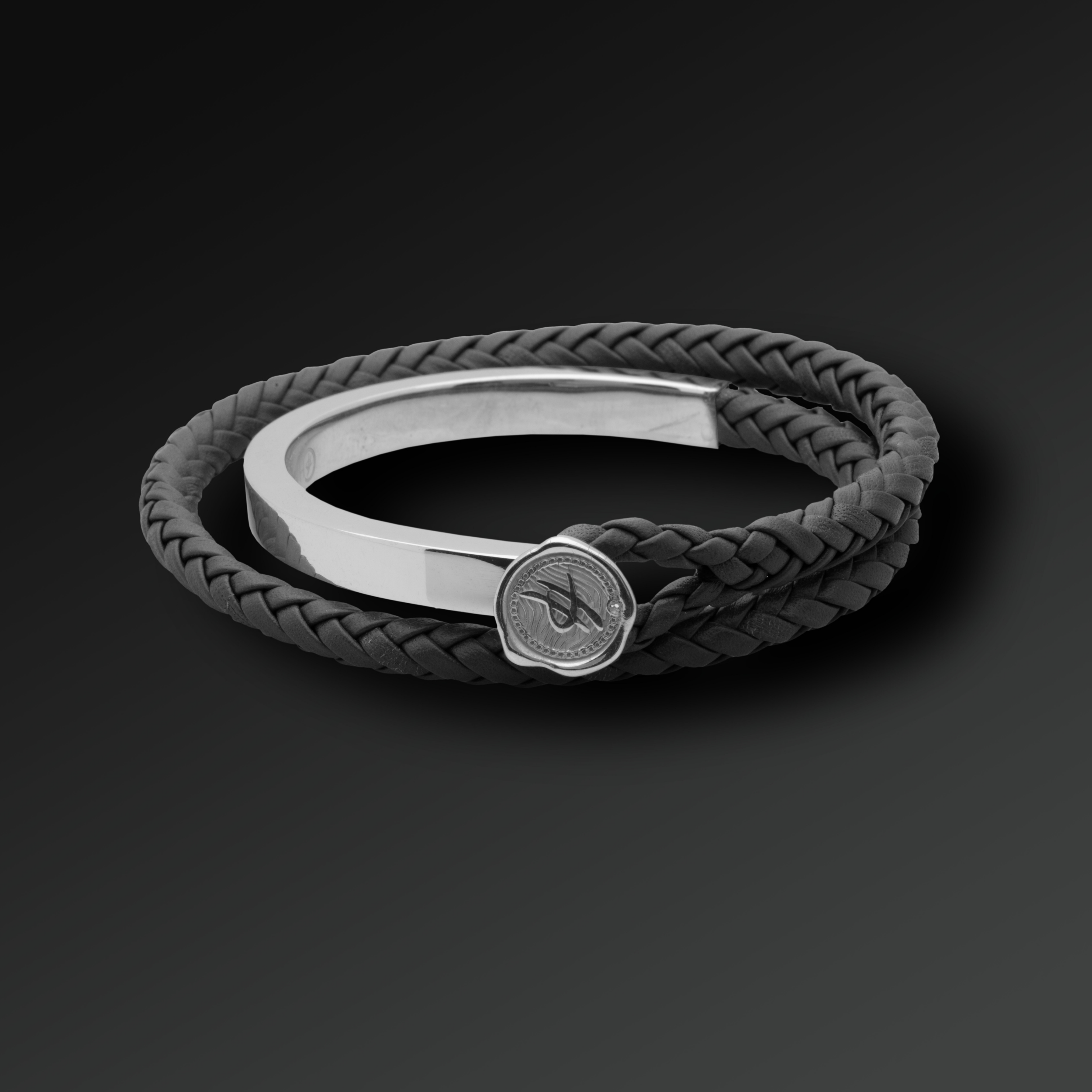 Bracciale Flexibility in Argento e Pelle Nero