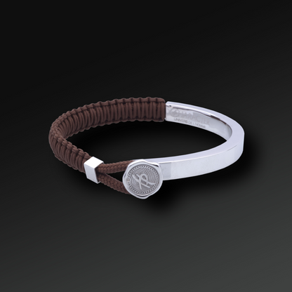 Semi-rigid Flexibility Bracelet in Silver and Black Nylon