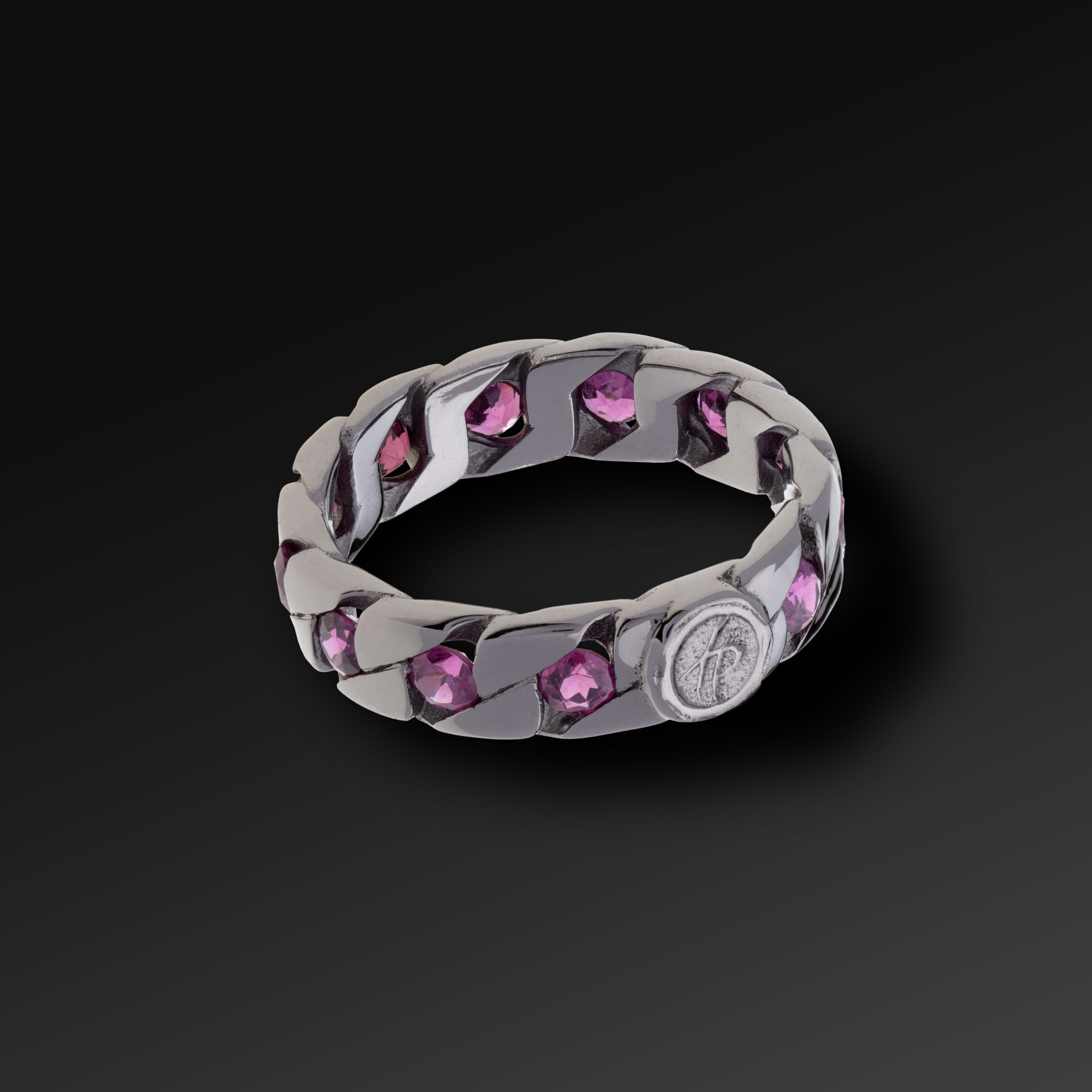 Perfection Ring in Ruthenium Silver and Natural Stone