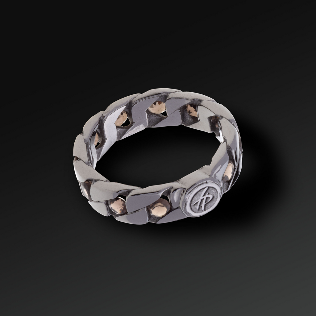 Anello Perfection in Argento Rutenio e Pietra Naturale